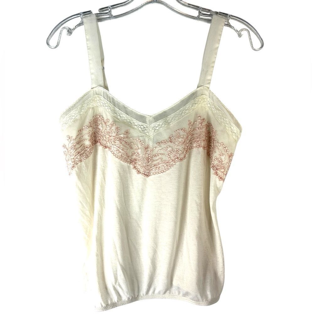 AMERICAN EAGLE WOMANS TANK TOP BUBBLE LACE SHEER FLORAL FAIRYCORE TWEE CASUAL